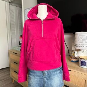 hot pink quarter zip hoodie